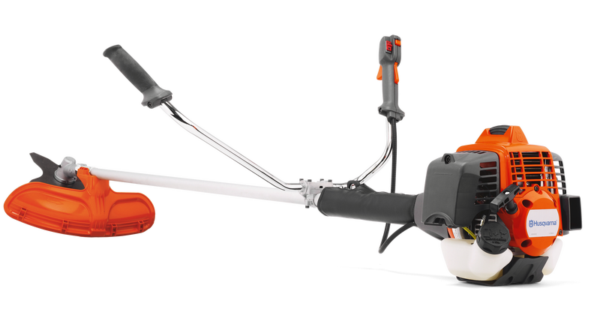 Husqvarna 543RS benzine-bosmaaier met U-handgreep, trimmerkop, grasmes en X-Torq®-motor voor professioneel groenonderhoud.