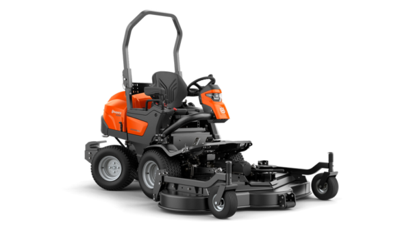 Husqvarna P 535HX hybride frontzitmaaier met dieselmotor en elektrische aandrijving. Voorzien van knikbesturing, AWD en GUI-display voor professioneel gebruik.