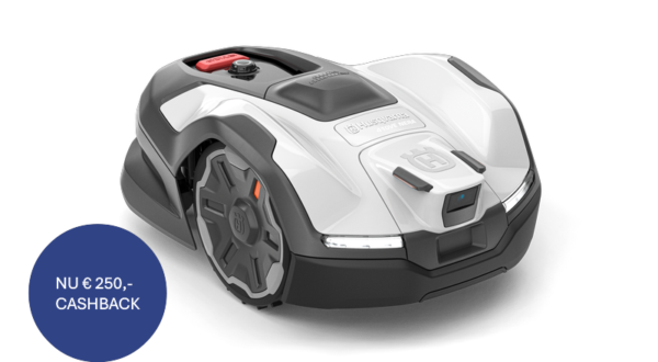 Husqvarna 410VE NERA robotmaaier die krachtig en nauwkeurig grote gazons onderhoudt.